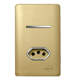 Conjunto Interruptor Simples + Tomada 10A 4x2 - Novara Especiais Dourada